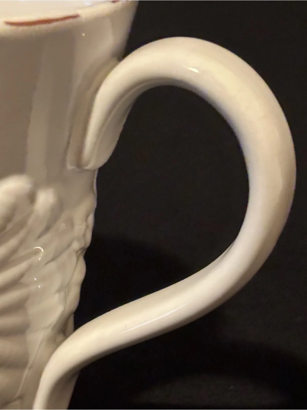 Mud Pie Milk-Glazed Terracotta Embossed Coffee Mug. Seashell and Starfish